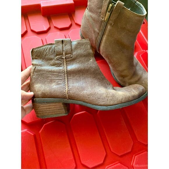 Sam Edelman Boots Womens 7 Petty Ankle Booties Side Zip Brown Leather Heels - Picture 5 of 5